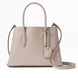 Kate Spade Eva Small Leather Satchel in warm beige hand & shoulder straps bag